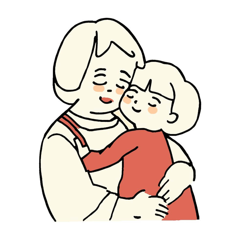 sydäniskuri kuvitys isoäiti ja pieni tyttö halaavat defibrilaattori defibrillaattori